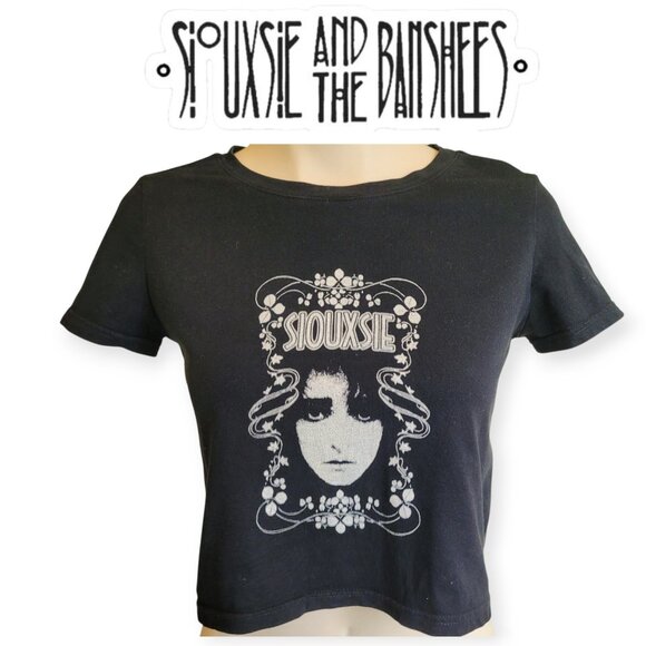 Siouxsie and the Banshees Black Band Baby Tee Size S Perfect Goth Girl Top - Picture 1 of 11